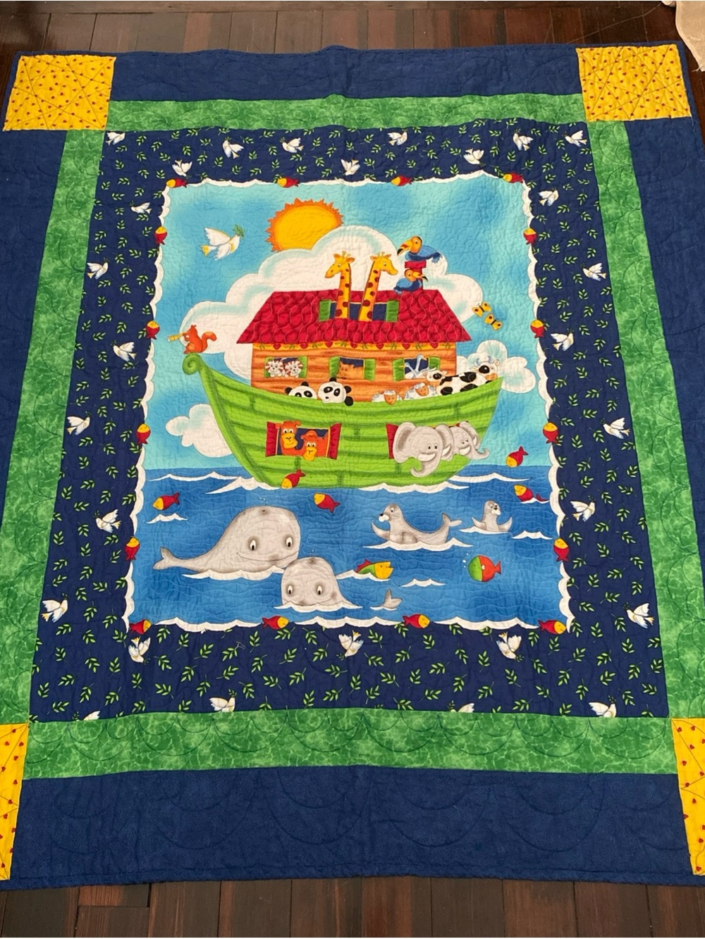 Noah's Ark Baby/Youth Quilt - Multicolor Baby Nursery Blanket